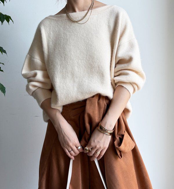 「ファーウールボートネックプルオーバー」|ニット・セーター|