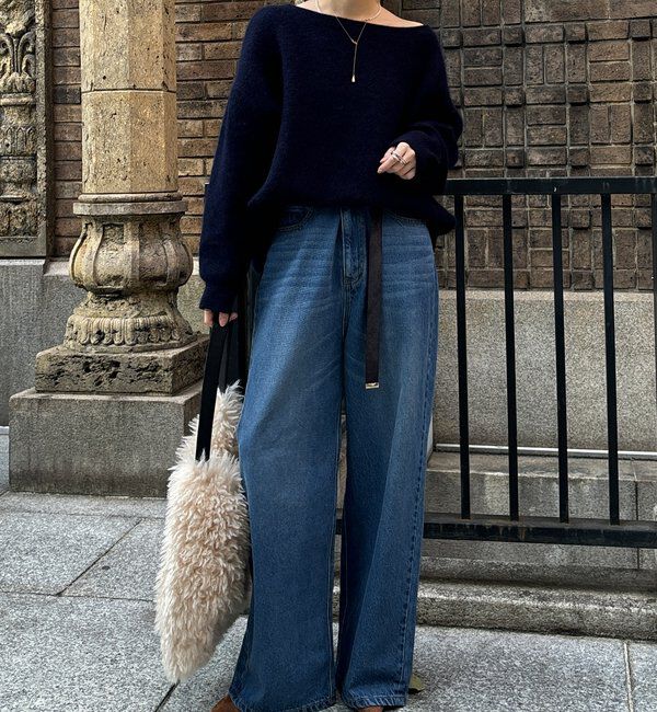  「ファーウールボートネックプルオーバー」|ニット・セーター|