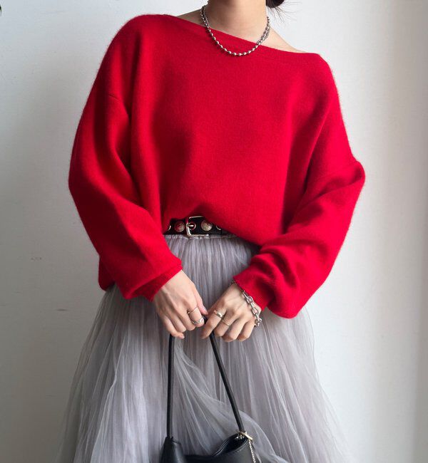  「ファーウールボートネックプルオーバー」|ニット・セーター|