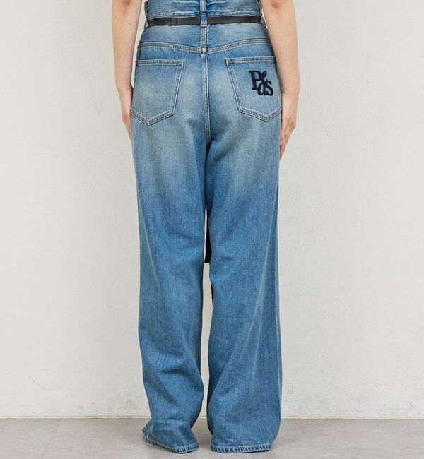  「【PEAS】レザーベルト付きソフトデニム」|デニム|