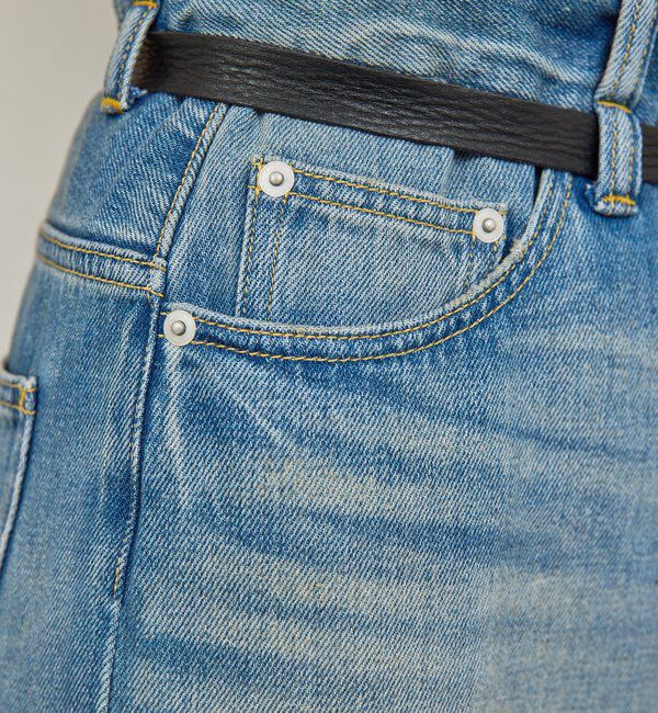  「【PEAS】レザーベルト付きソフトデニム」|デニム|