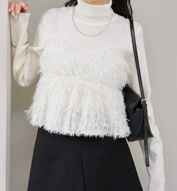  「フェザーフリンジ キャミビスチェ」|シャツ・ブラウス|オフホワイト