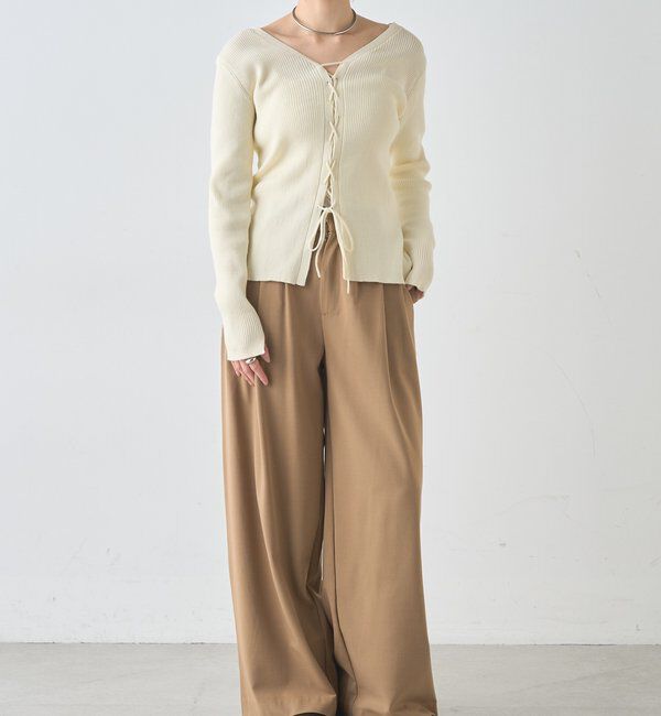  「【前後２WAY仕様】レースアップニット」|パーカー|