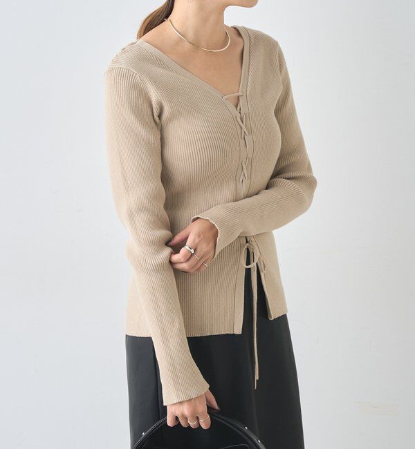  「【前後２WAY仕様】レースアップニット」|パーカー|