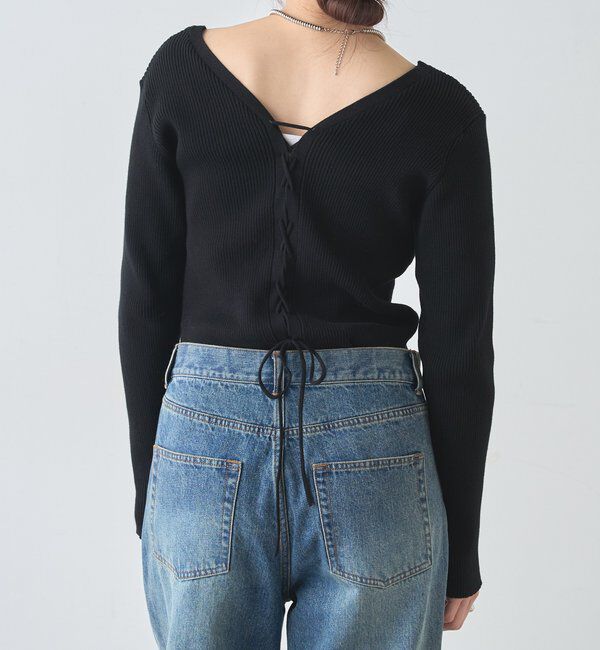  「【前後２WAY仕様】レースアップニット」|パーカー|