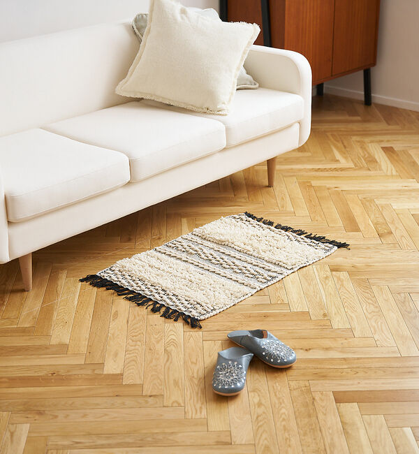 collex「RugRu ポップコーンストライプマット 50&times;70cm」|その他|ブラック