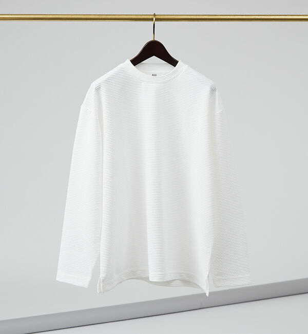 ABAHOUSE「【AH ABAHOUSE】リップルボーダー 長袖Tシャツ」|Tシャツ・カットソー|ホワイト