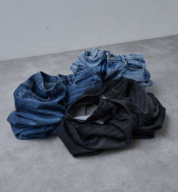 ABAHOUSE「【AH ABAHOUSE】ブラスト ワイドバギー デニムパンツ / セットアップ」|デニム|