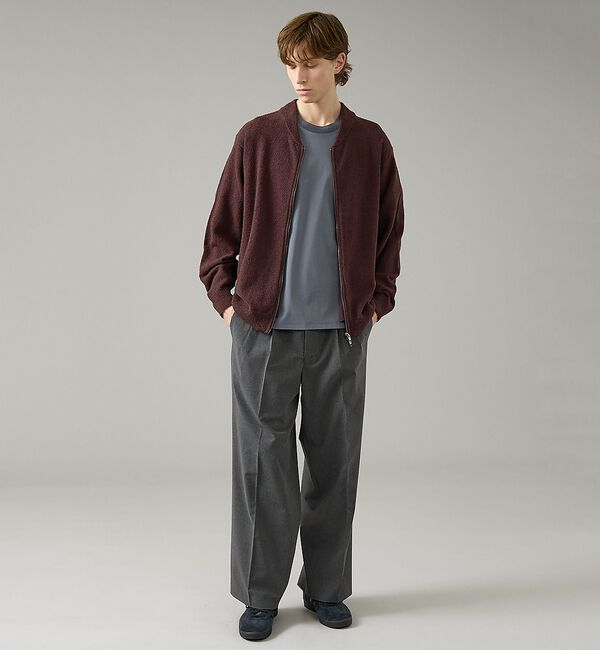 ABAHOUSE「コットンブークレー ダブルZIP ニットブルゾン / クルーカーディガン」|ブルゾン・スタジャン|