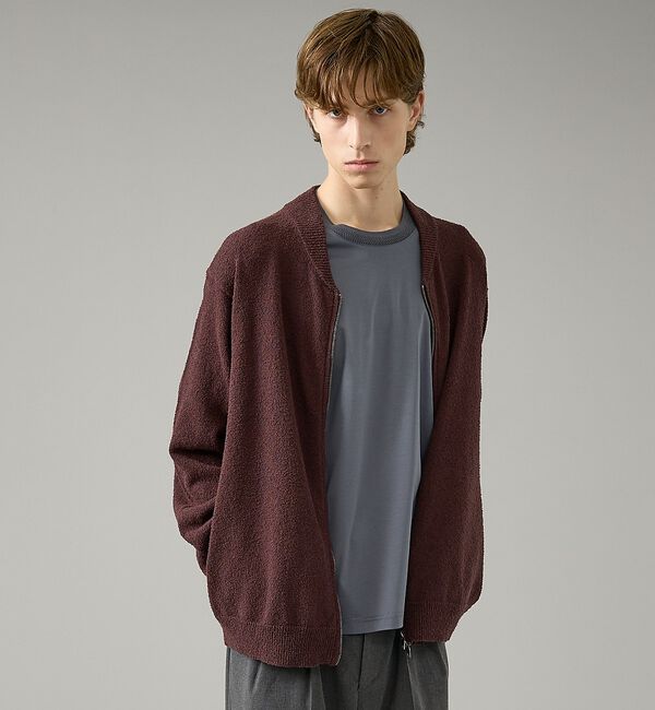 ABAHOUSE「コットンブークレー ダブルZIP ニットブルゾン / クルーカーディガン」|ブルゾン・スタジャン|