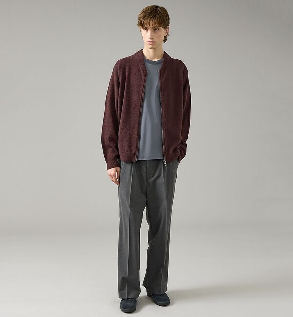 ABAHOUSE「コットンブークレー ダブルZIP ニットブルゾン / クルーカーディガン」|ブルゾン・スタジャン|