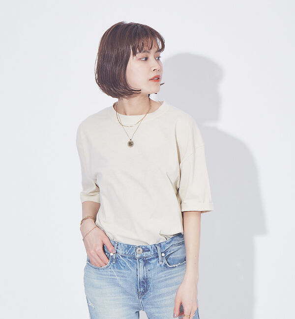 Rouge vif「ピースダイコットンチュニックTシャツ」|Tシャツ・カットソー|アイボリー