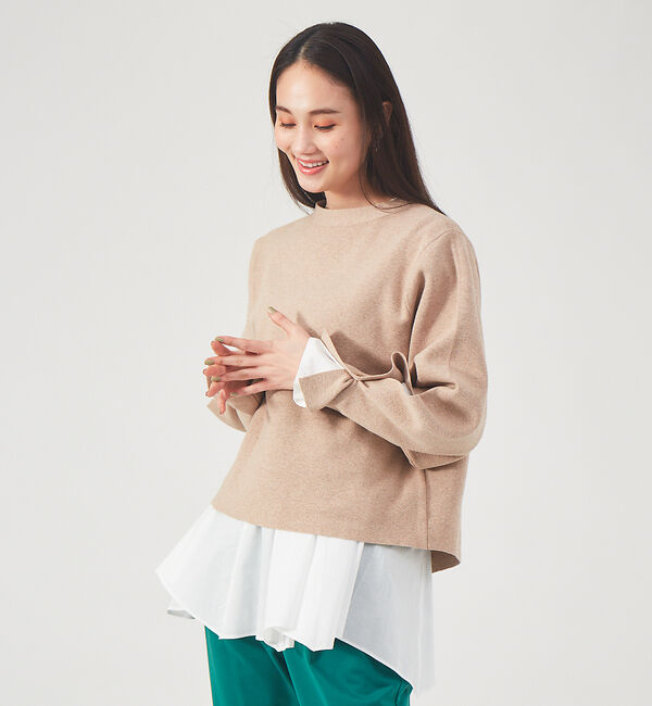 qualite「ミラノリブフォルムニットプルオーバー」|ニット・セーター|ベージュ
