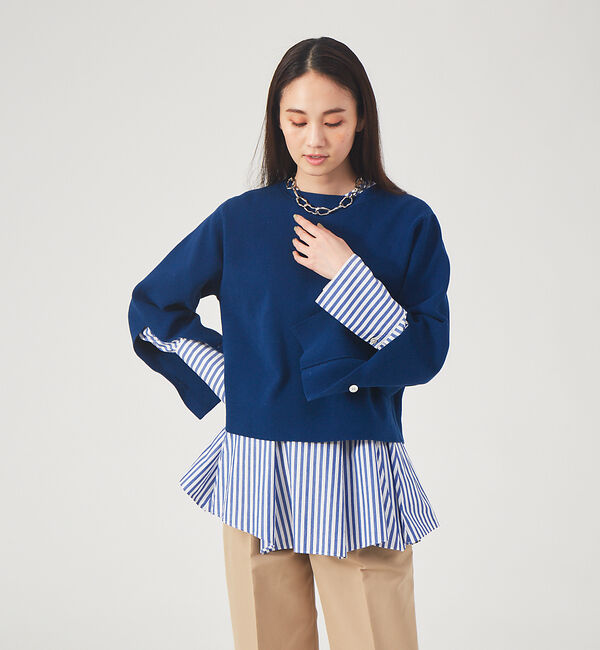 qualite「ミラノリブフォルムニットプルオーバー」|ニット・セーター|ブルー