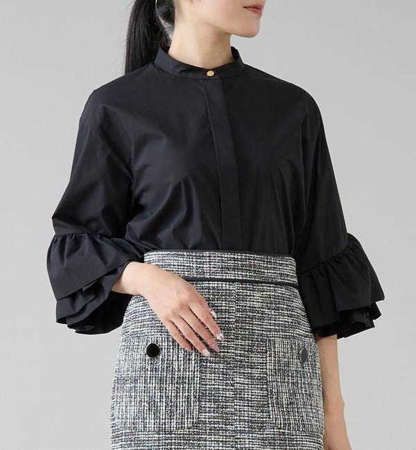 TIARA「フリルスリーブシャツブラウス」|シャツ・ブラウス|ブラック