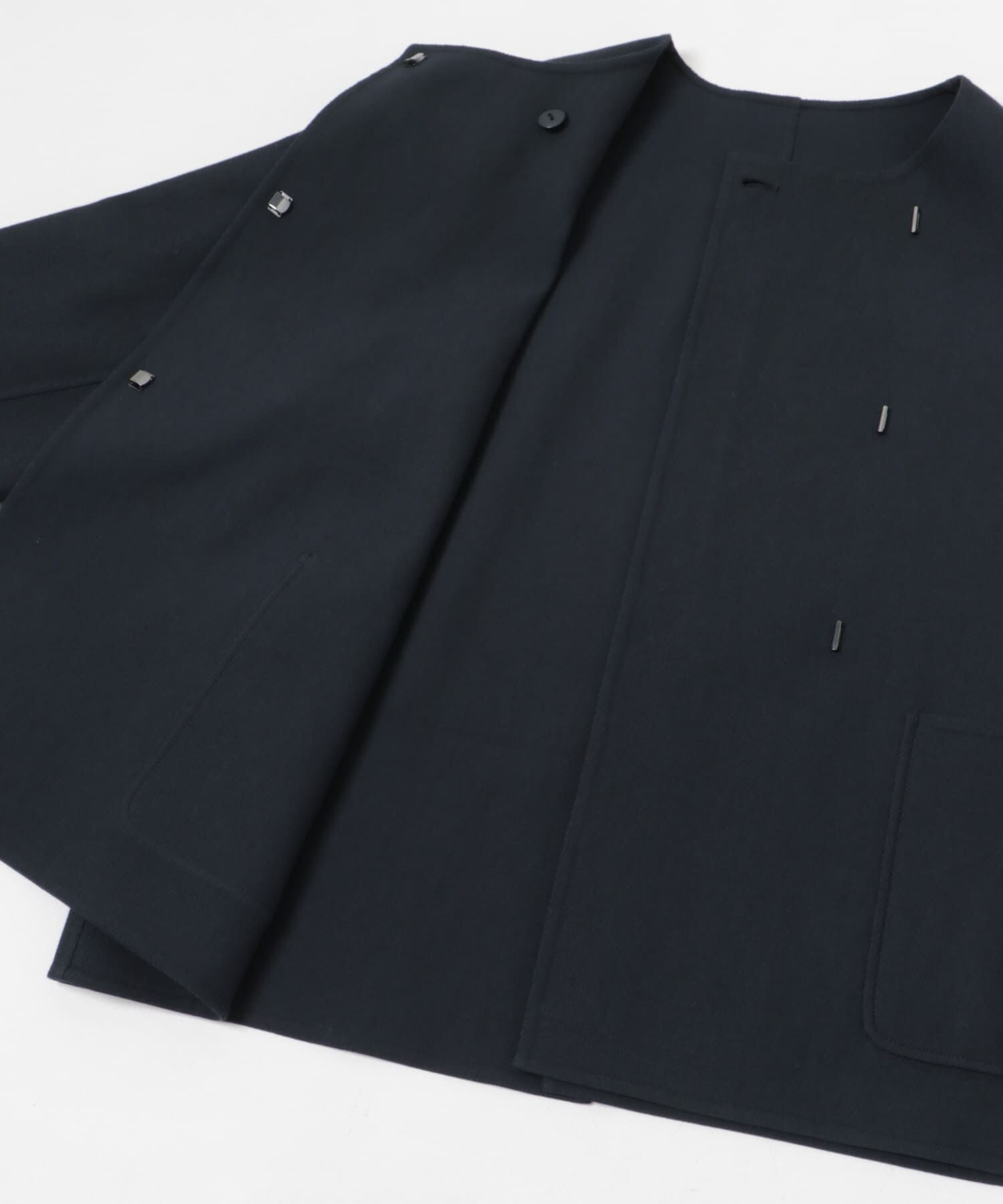 URBAN RESEARCH「ツイルノーカラーリバーコート」|ノーカラージャケット|