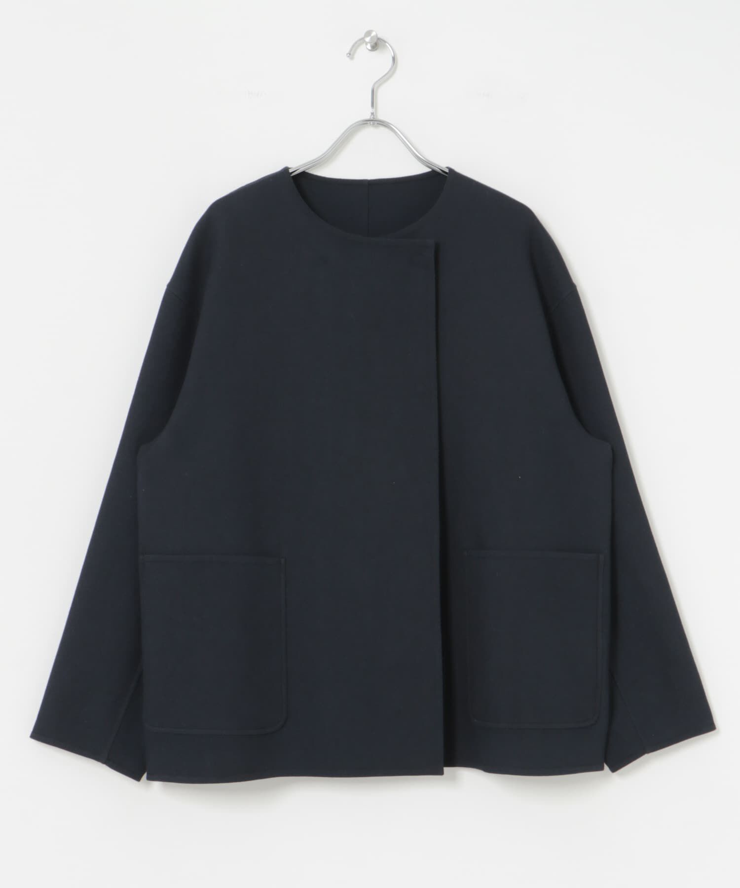 URBAN RESEARCH「ツイルノーカラーリバーコート」|ノーカラージャケット|