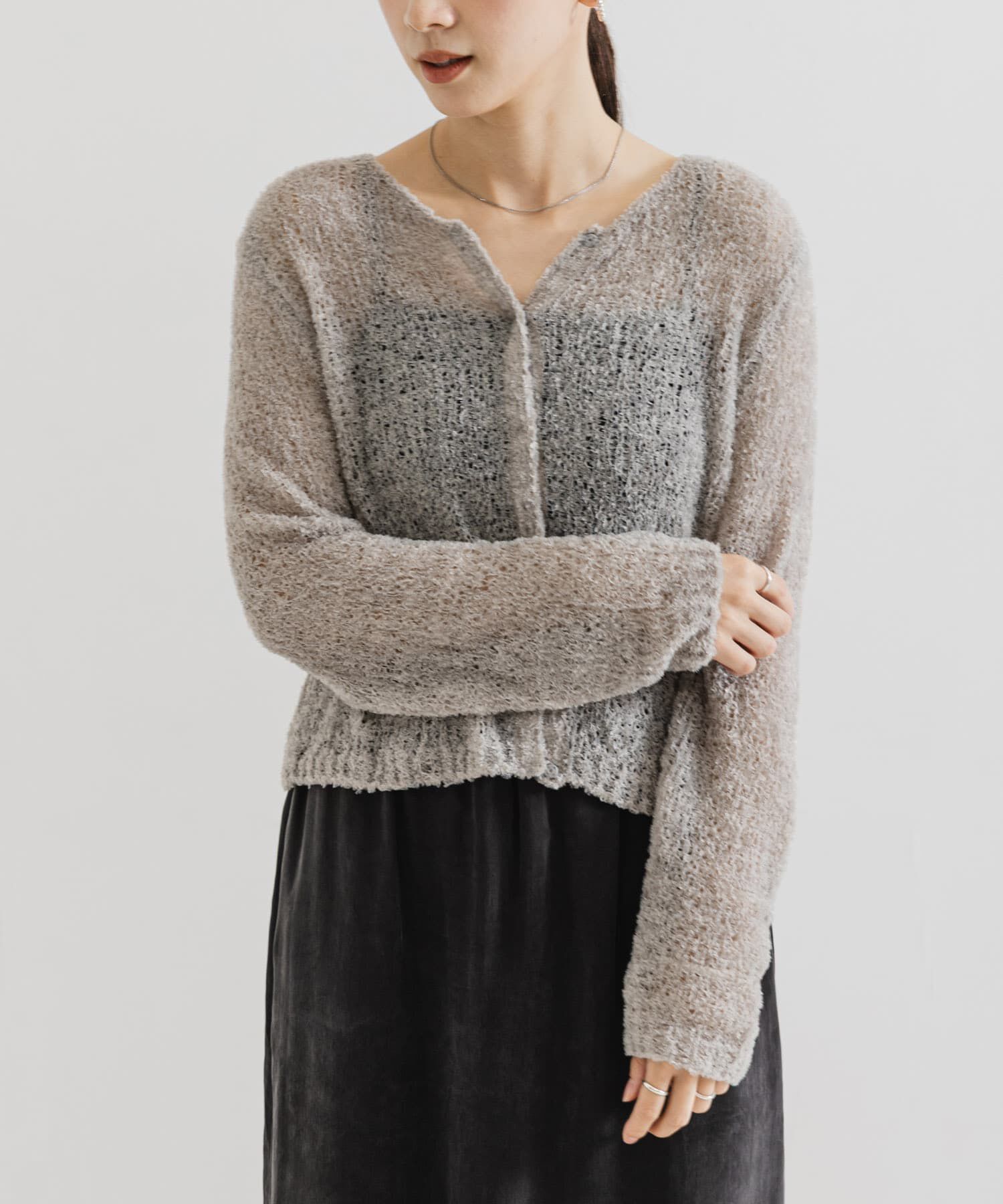 URBAN RESEARCH「シアーモールショート丈カーディガン」|カーディガン|ライトグレー