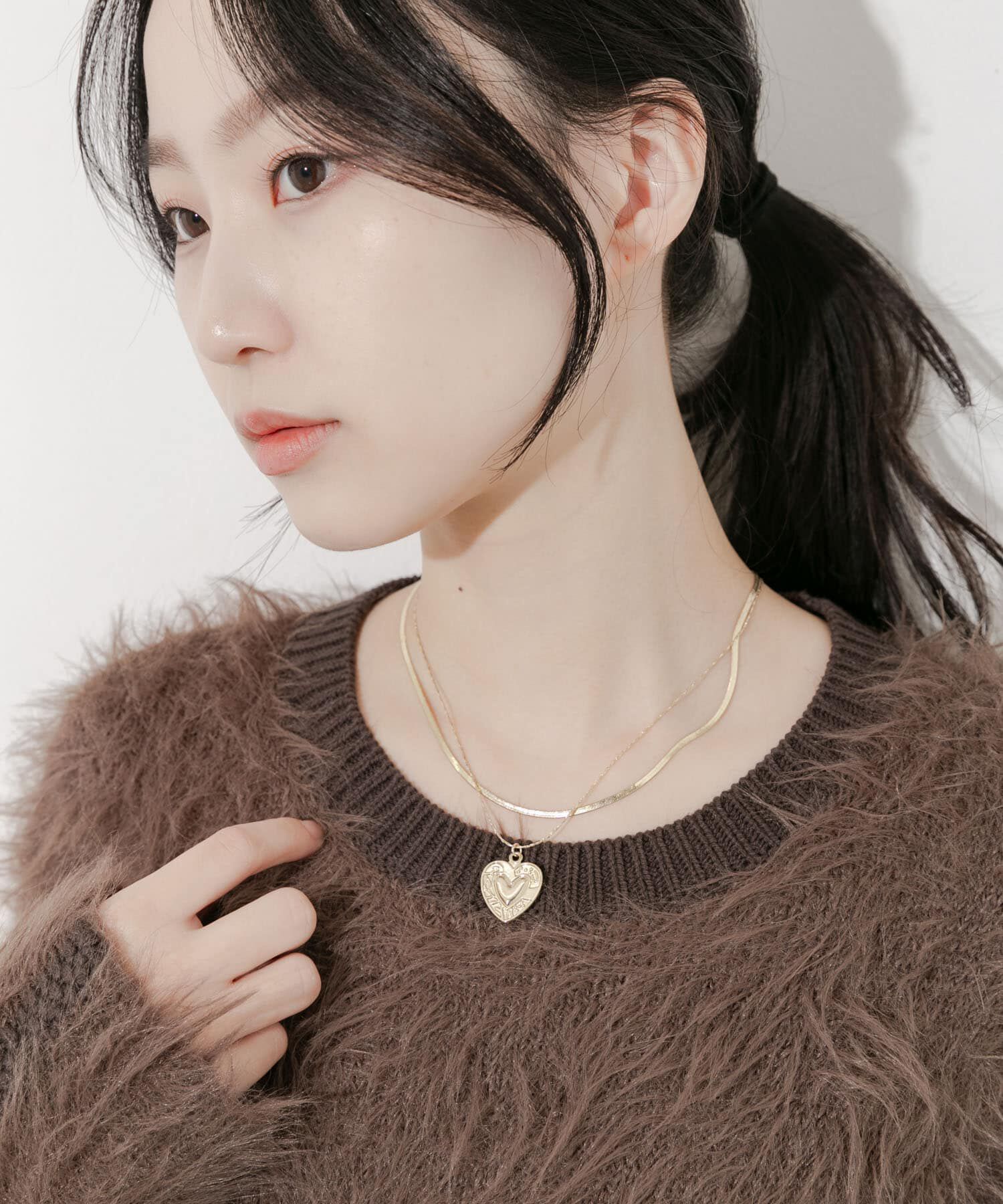 SMELLY「ハートプレートレイヤードネックレス」|ネックレス|