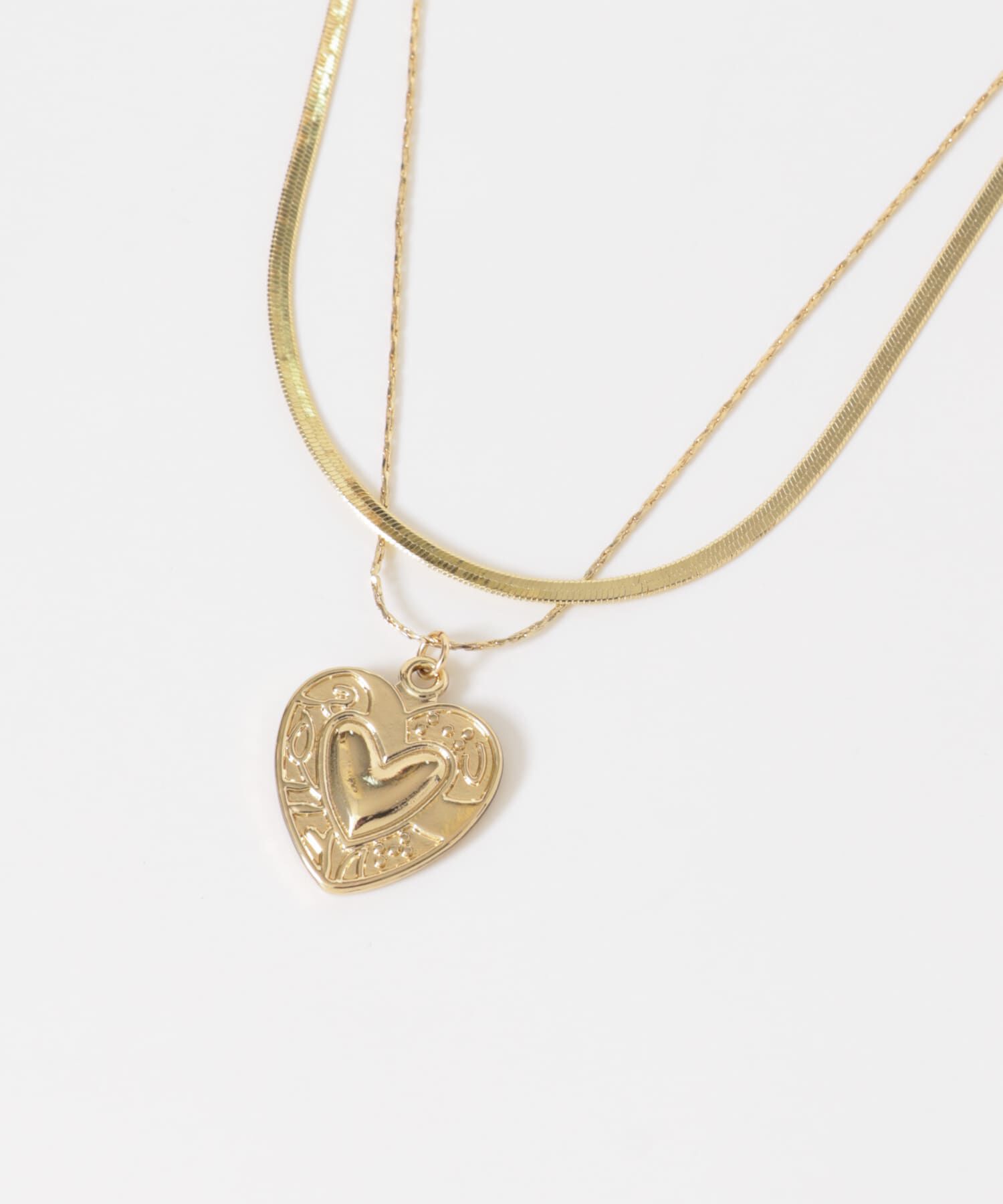 SMELLY「ハートプレートレイヤードネックレス」|ネックレス|