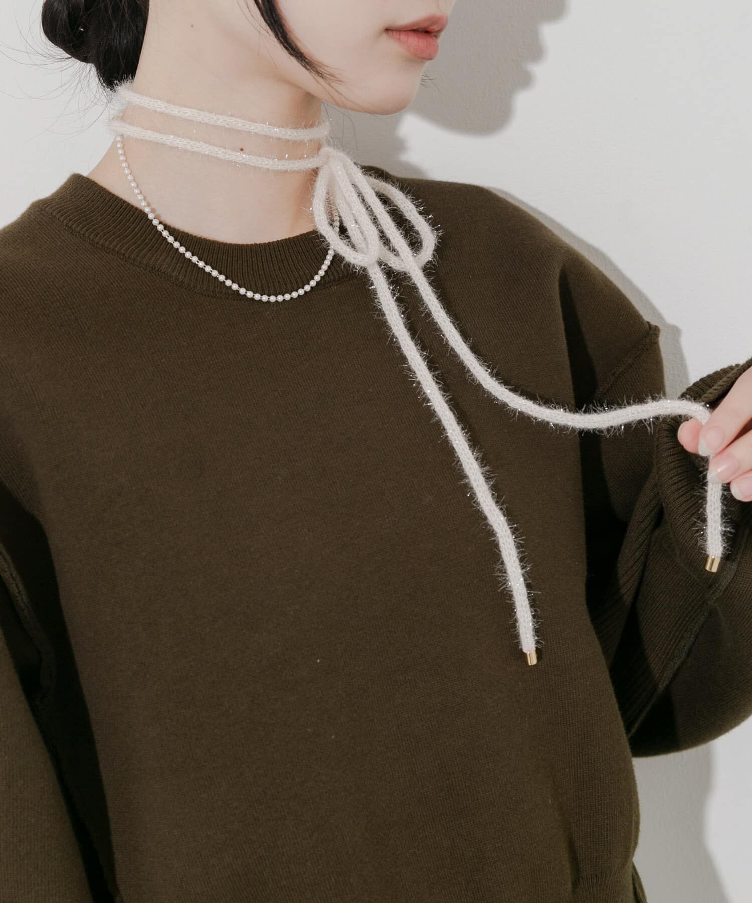 SMELLY「ラメフェザーヤーンコード2セットネックレス」|ネックレス|