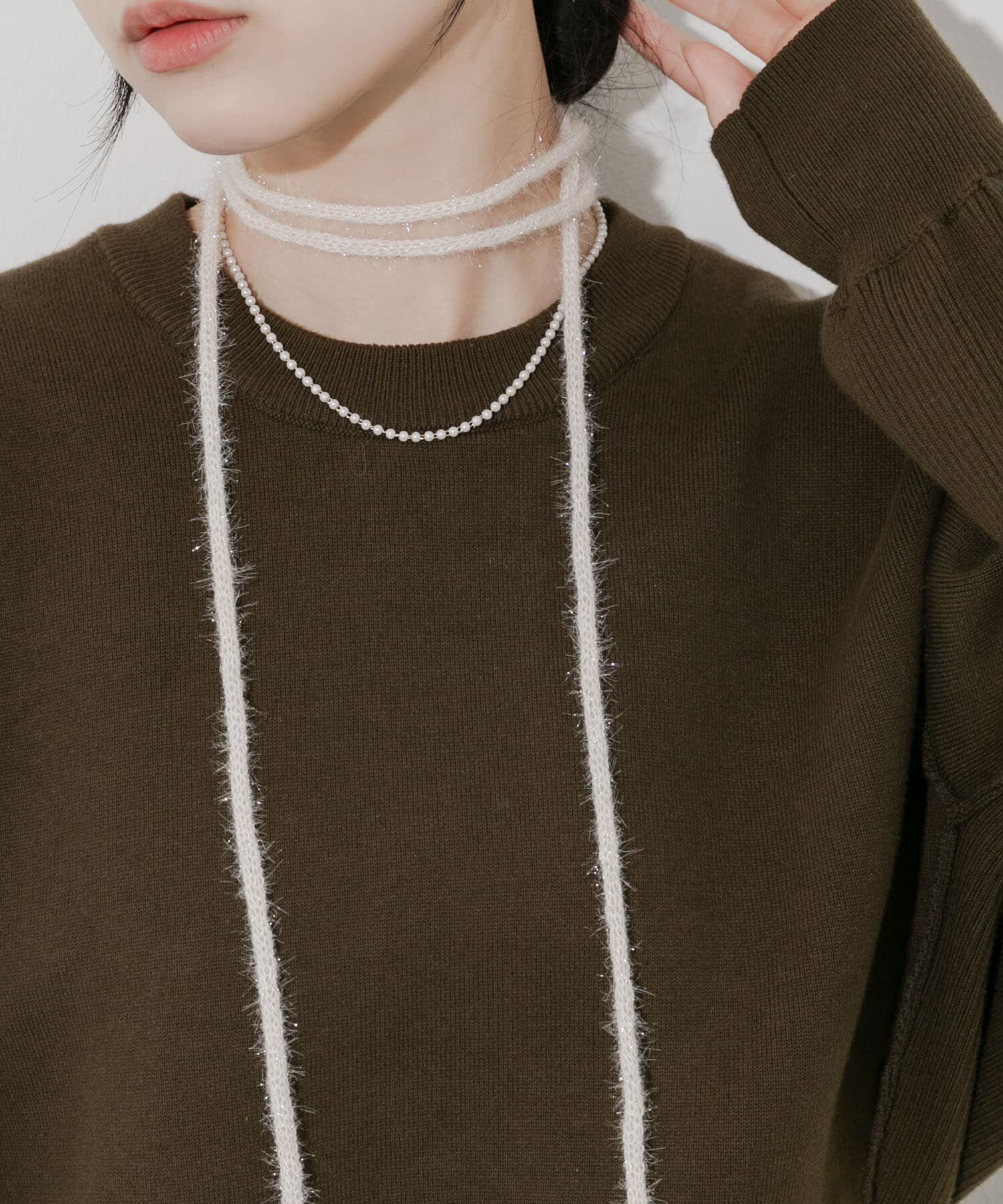 SMELLY「ラメフェザーヤーンコード2セットネックレス」|ネックレス|