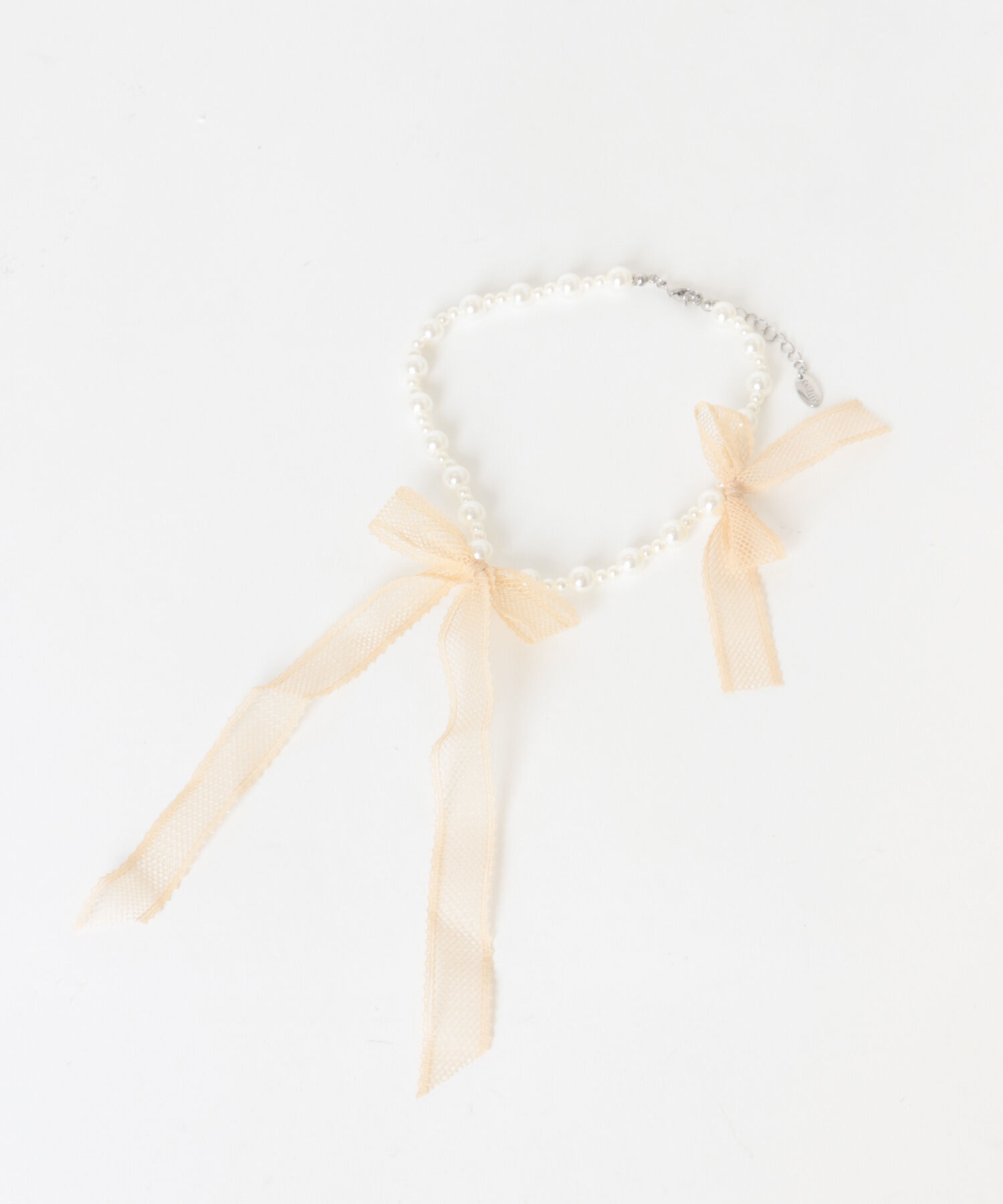 SMELLY「レースリボンパールネックレス」|ネックレス|