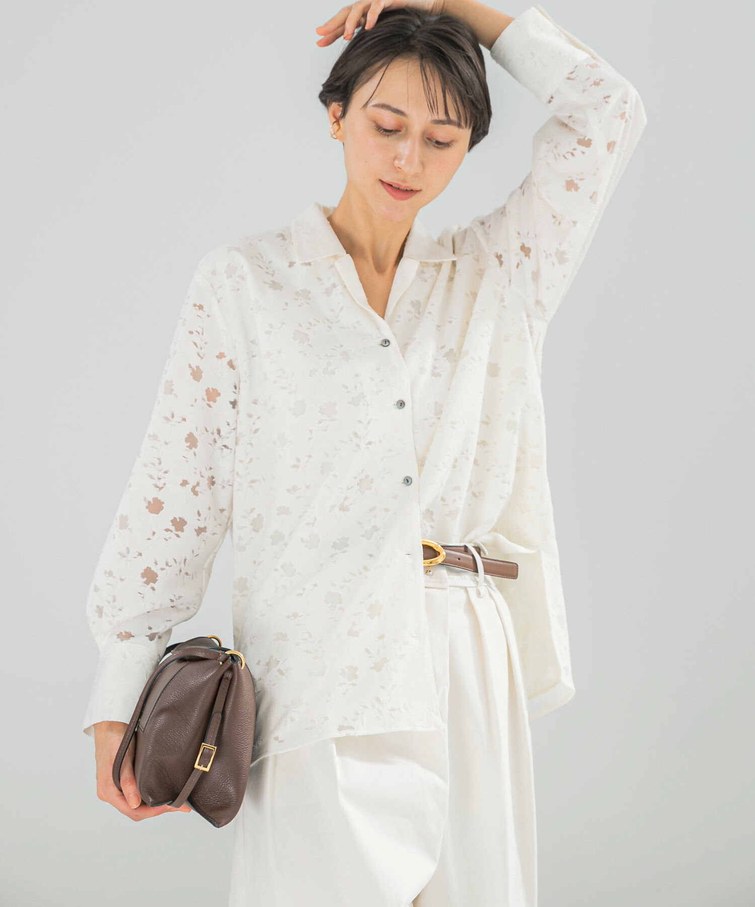 URBAN RESEARCH ROSSO「オープンカラーレースシャツ」|シャツ・ブラウス|