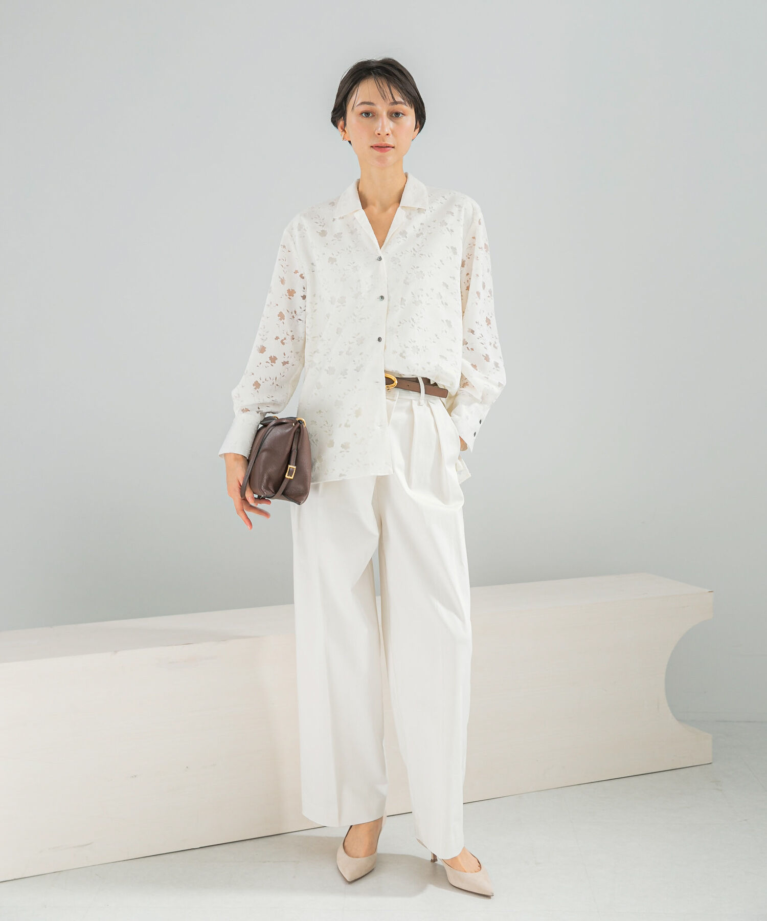 URBAN RESEARCH ROSSO「オープンカラーレースシャツ」|シャツ・ブラウス|