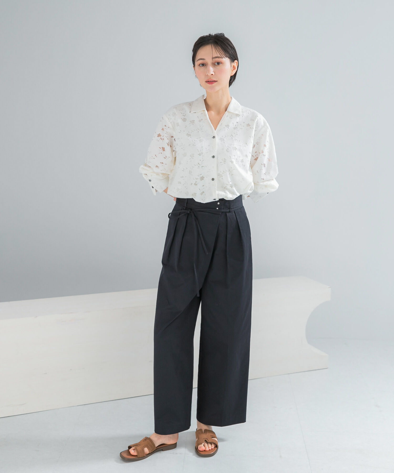 URBAN RESEARCH ROSSO「オープンカラーレースシャツ」|シャツ・ブラウス|