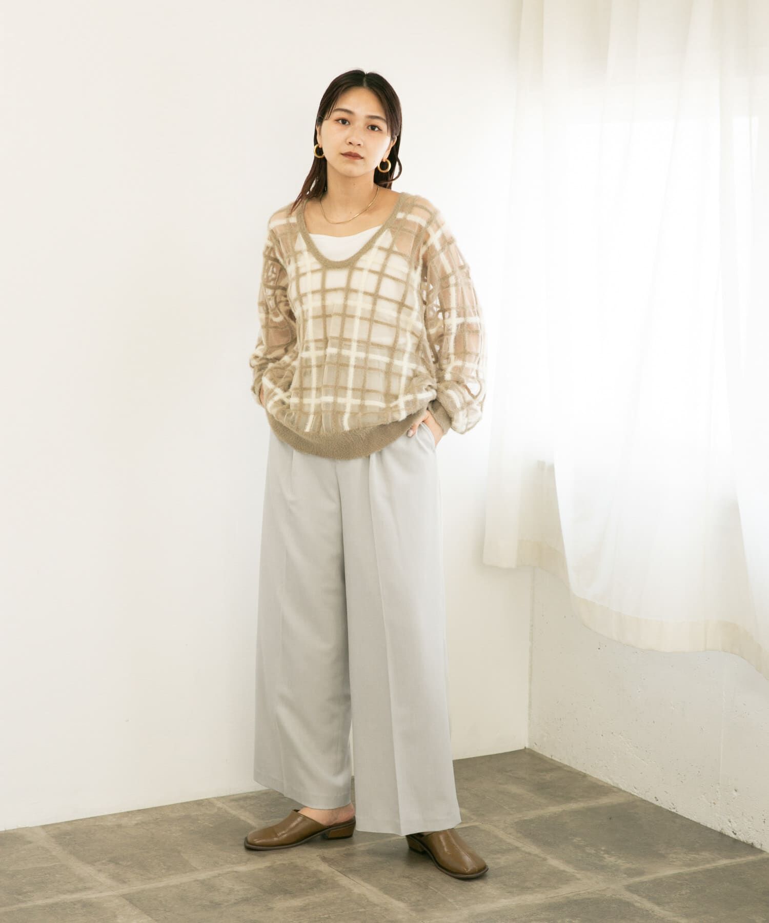  「センタープレスハイウエストWIDEパンツ」|その他|