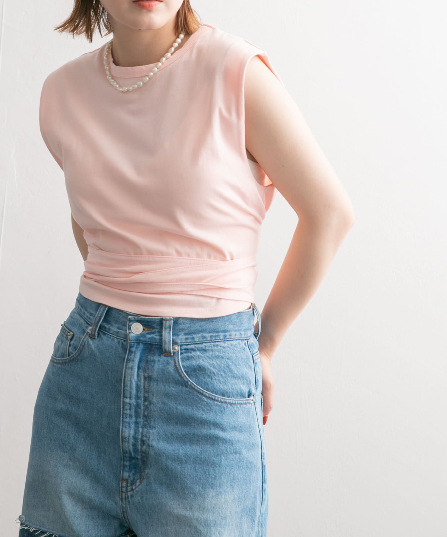  「ウエストノットノースリーブトップス」|Tシャツ・カットソー|