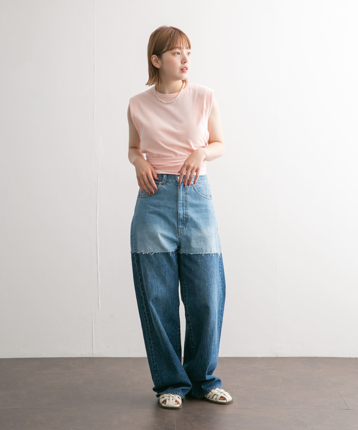  「ウエストノットノースリーブトップス」|Tシャツ・カットソー|