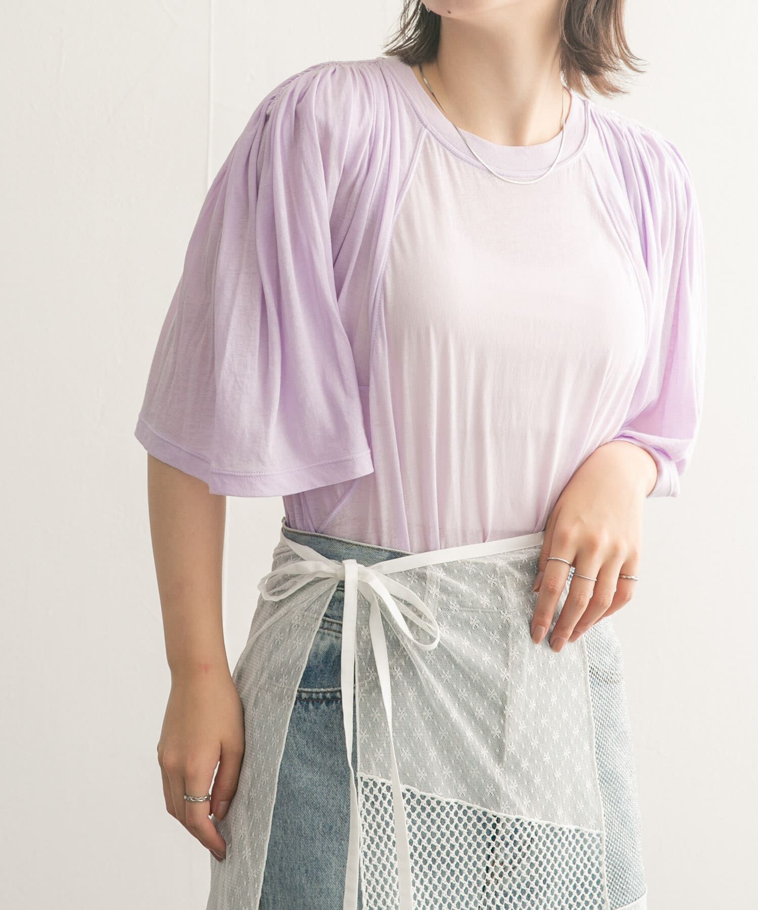  「フリルスリーブシアーカットソー」|Tシャツ・カットソー|