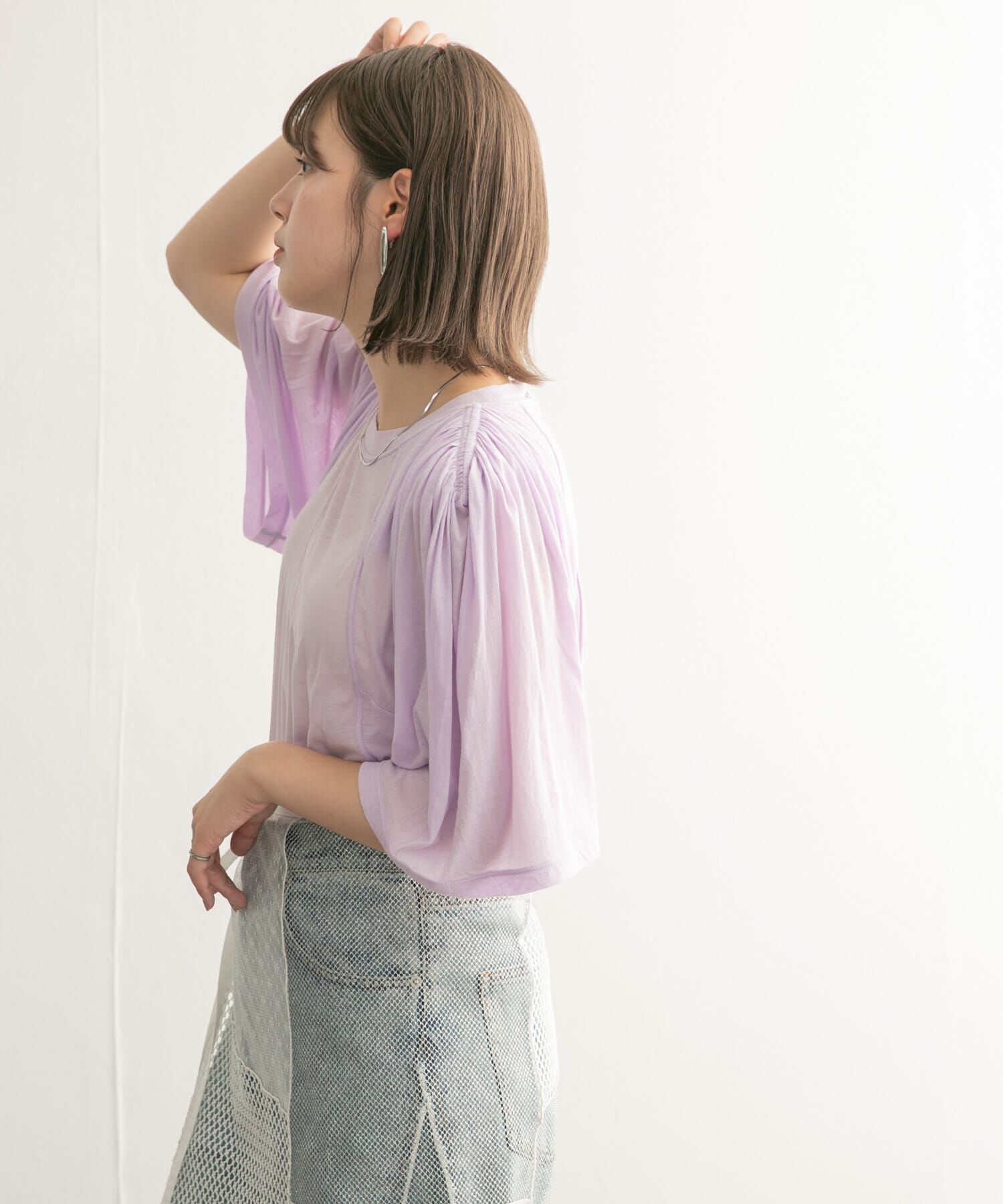  「フリルスリーブシアーカットソー」|Tシャツ・カットソー|