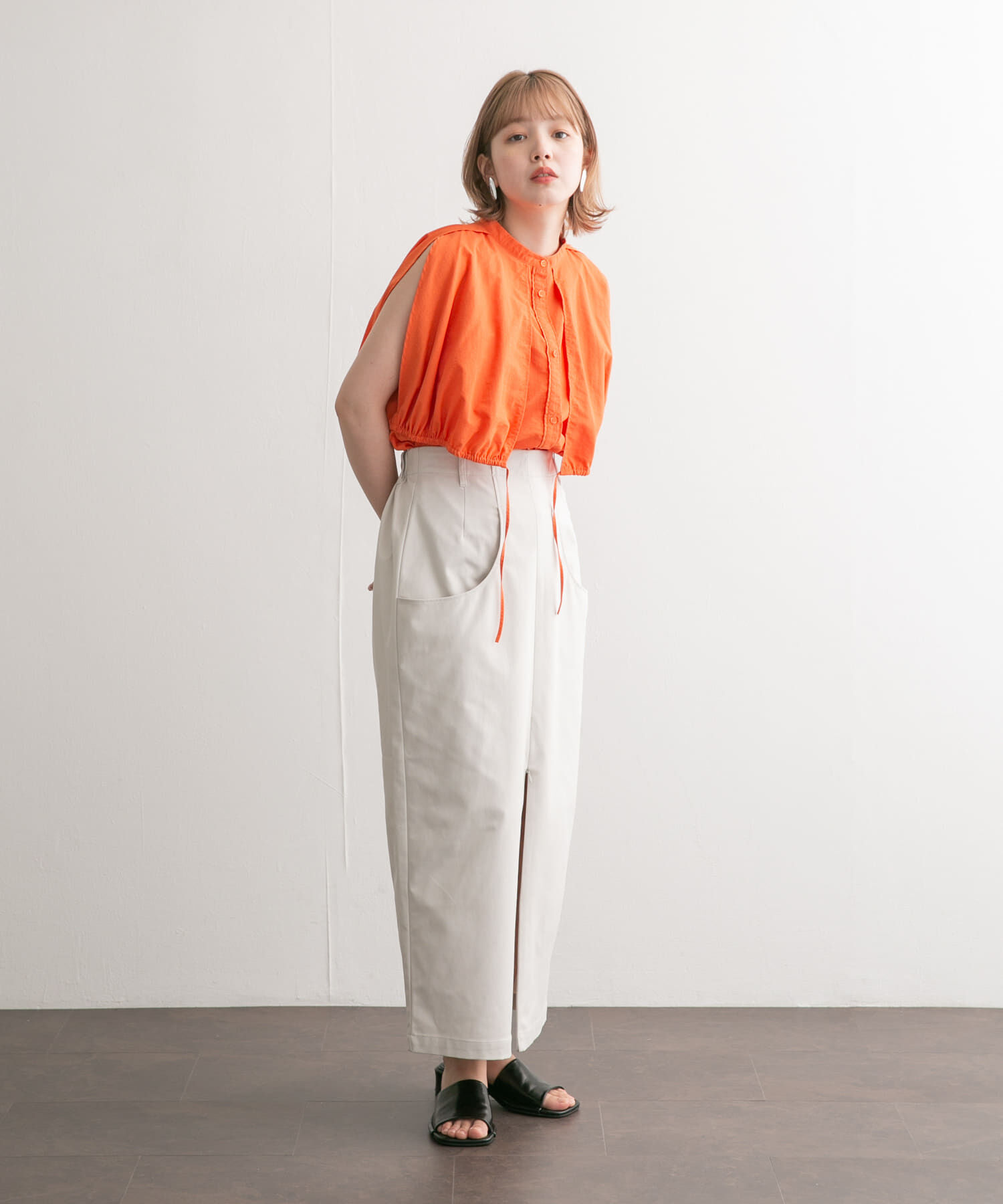  「フロントZIPペンシルスカート」|スカート|