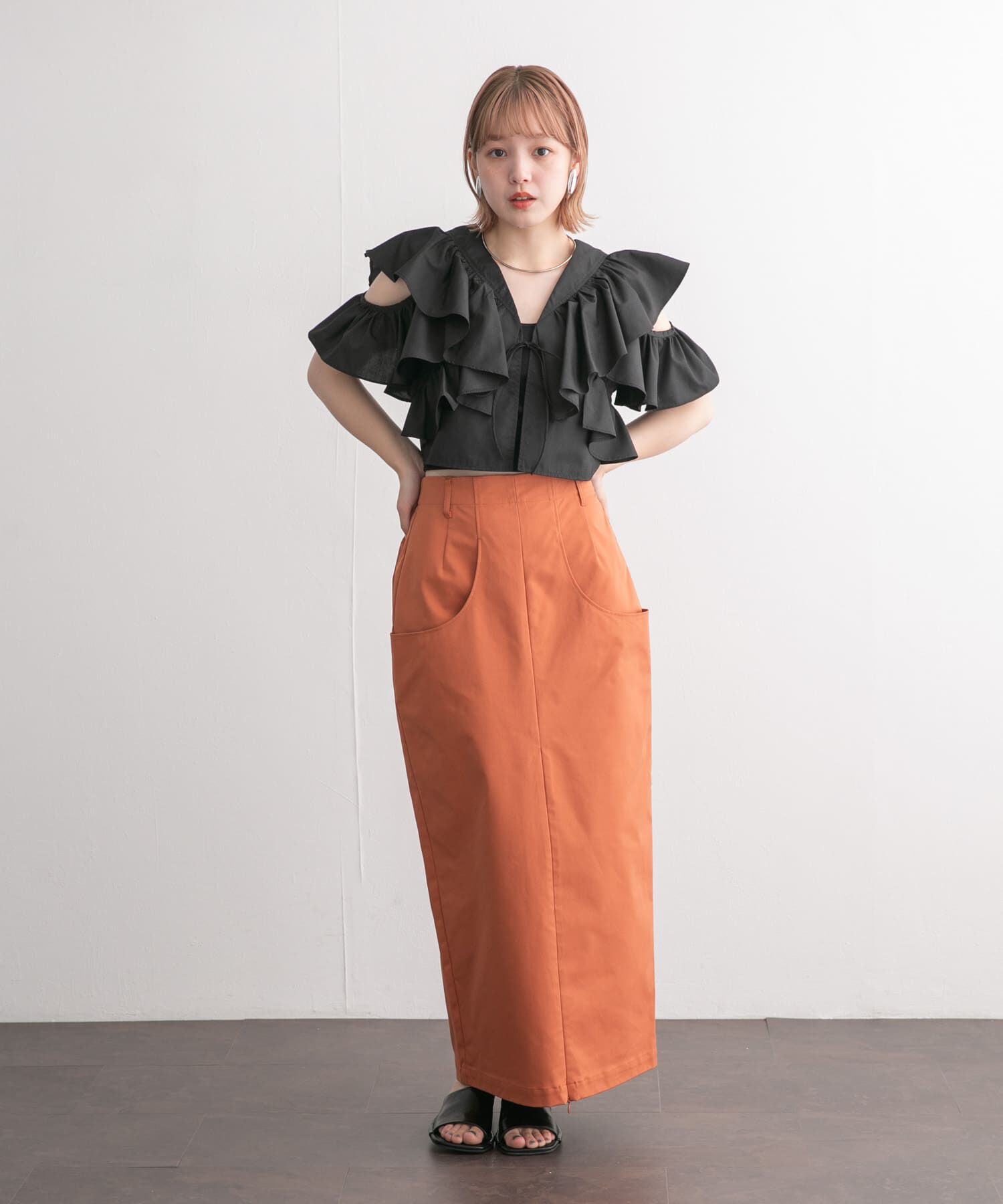  「フロントZIPペンシルスカート」|スカート|