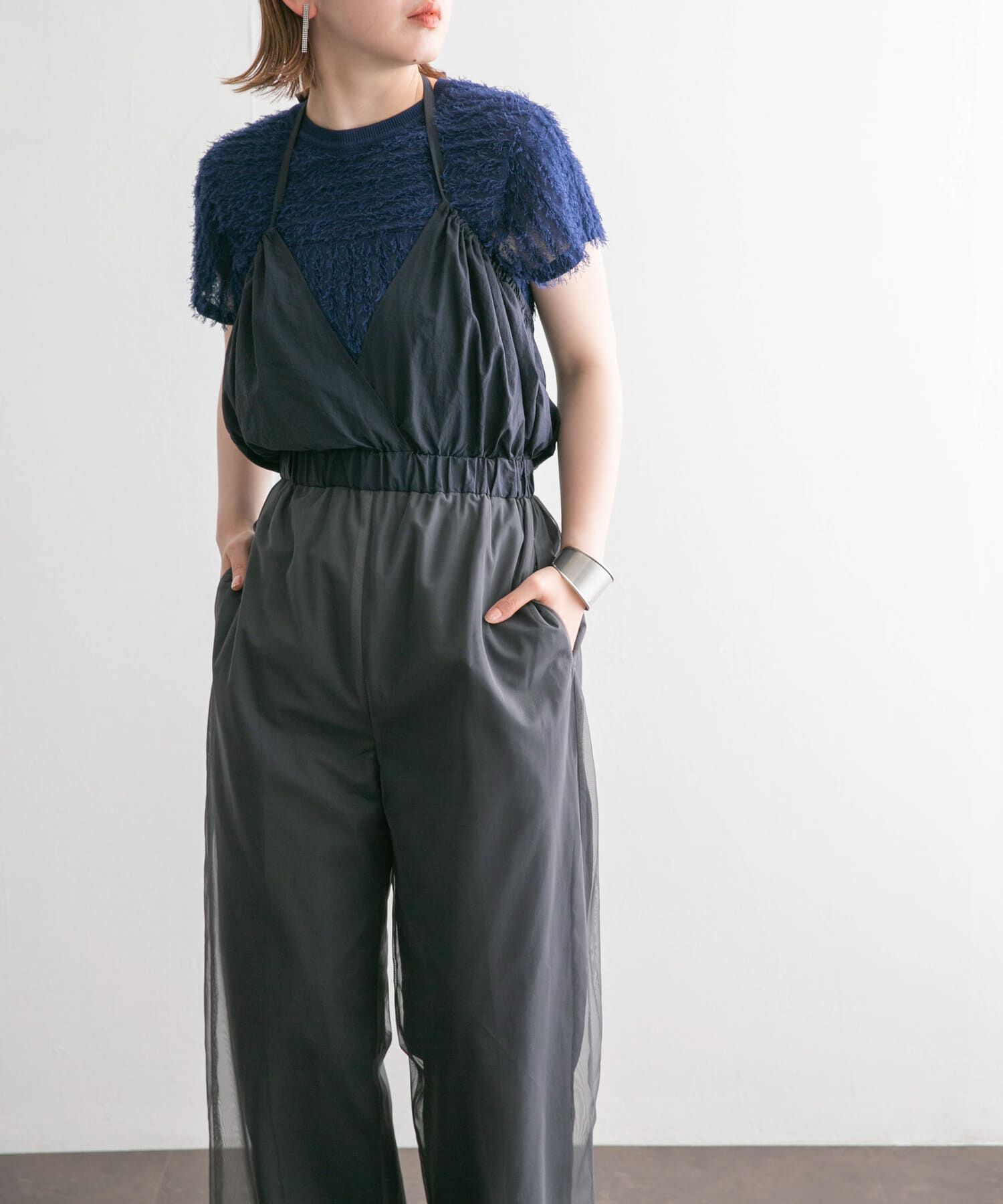  「2WAYチュールレイヤードサロペット」|スカート|