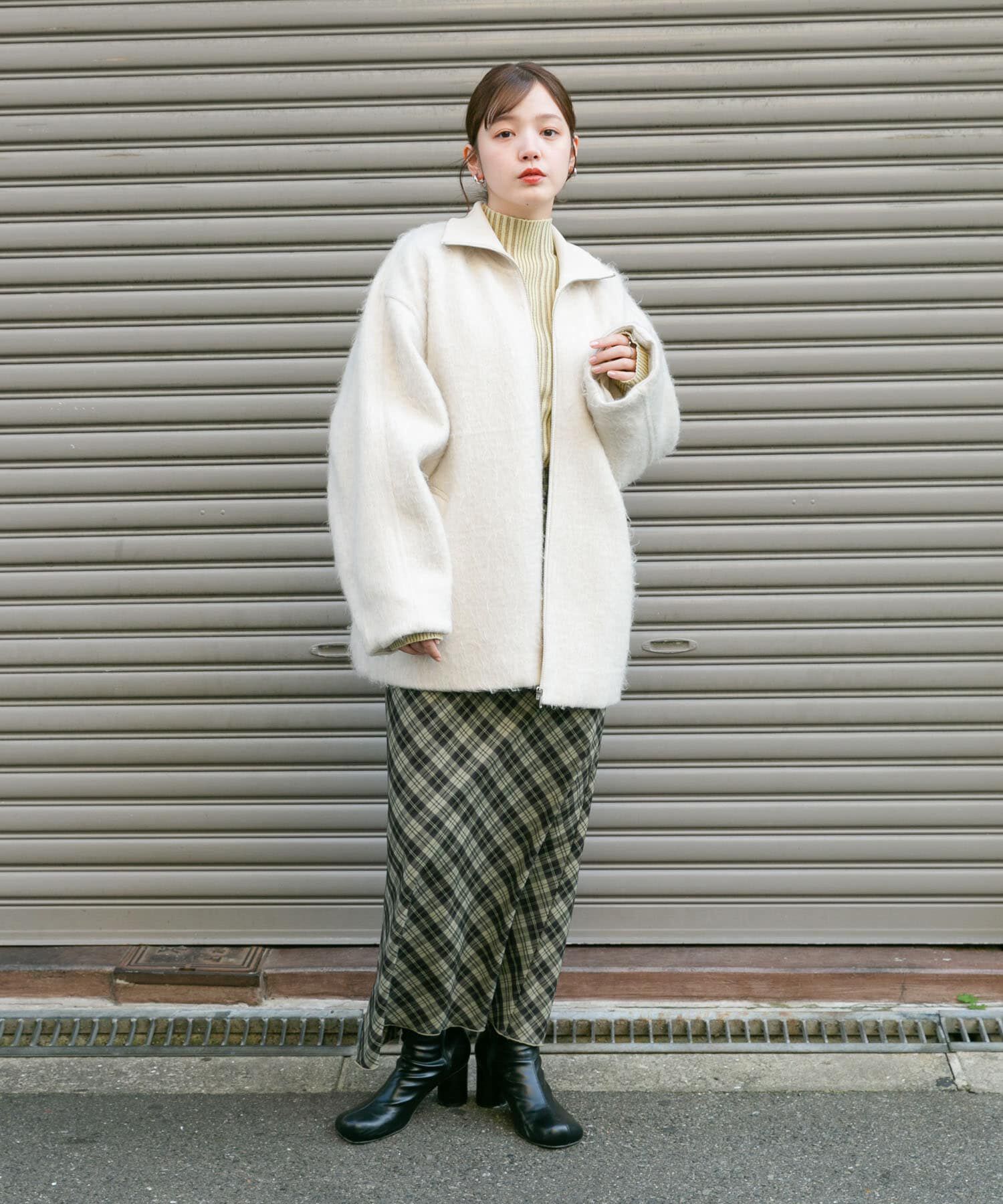  「チェックナロースカート(裏付)」|スカート|