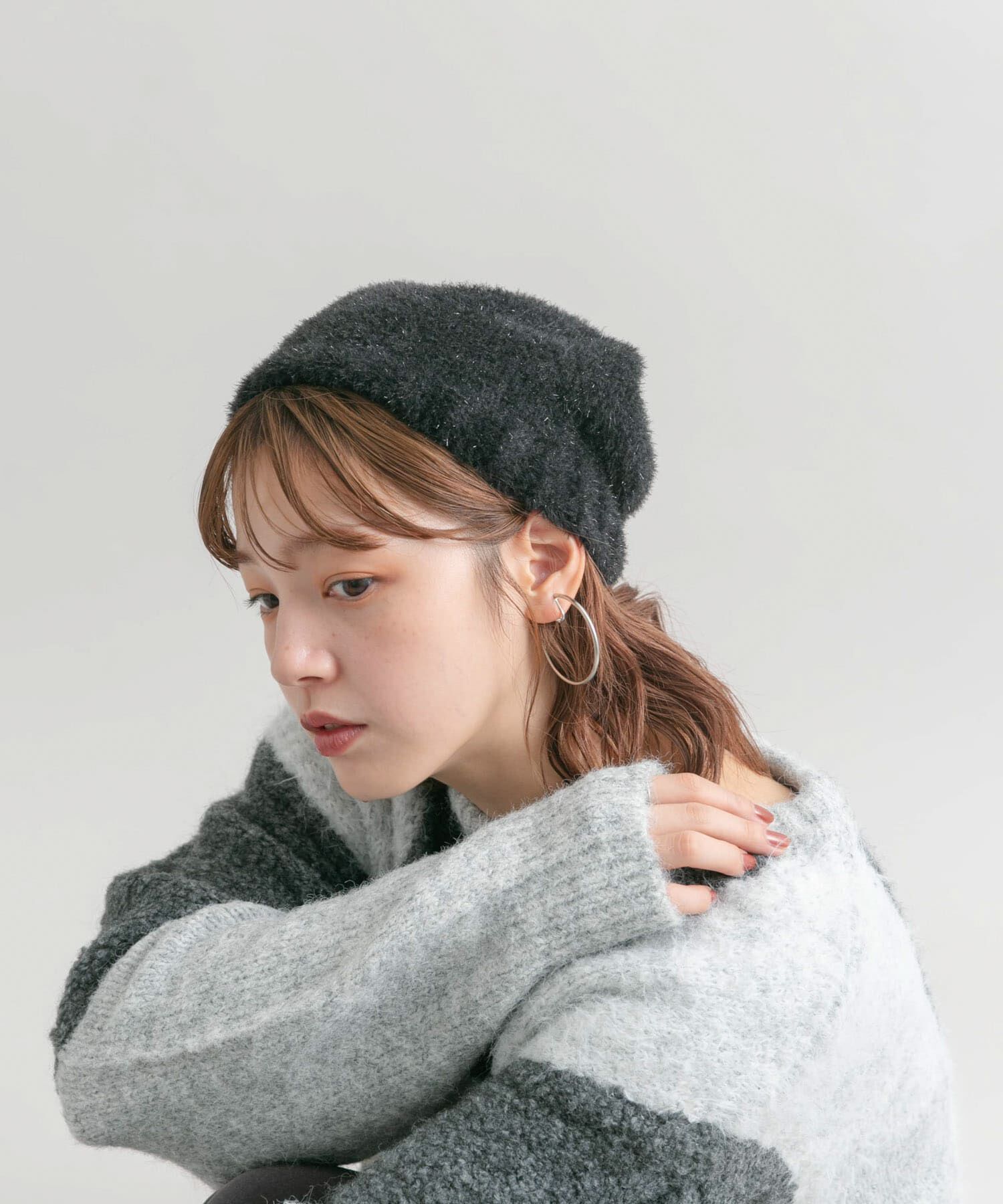  「ラメニットビーニー」|ニット帽|
