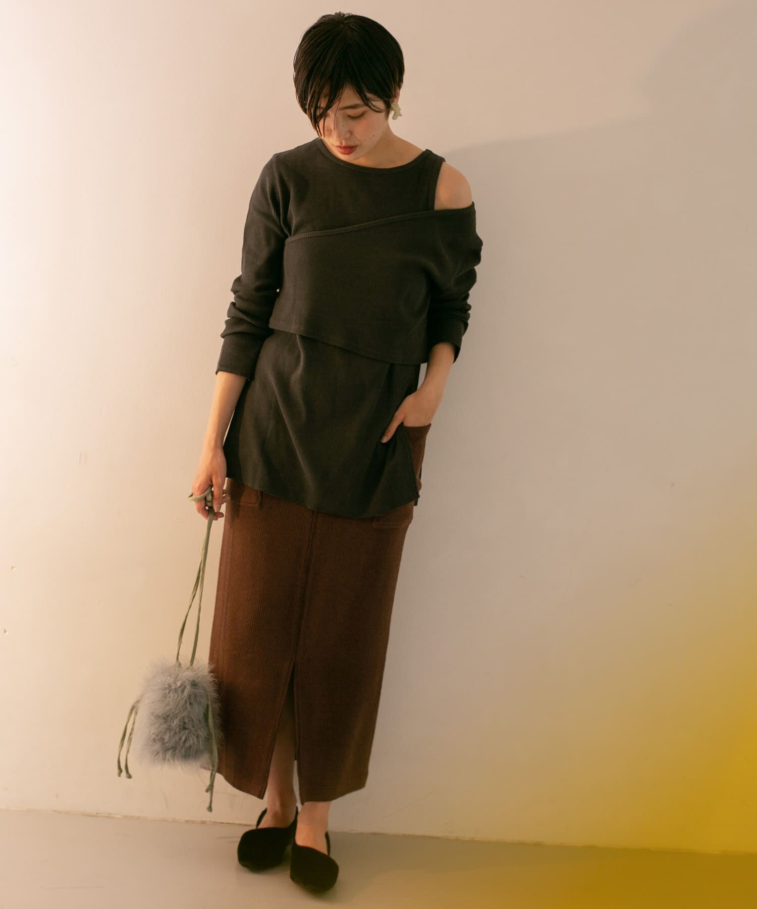  「サイドポケットリブタイトスカート」|スカート|