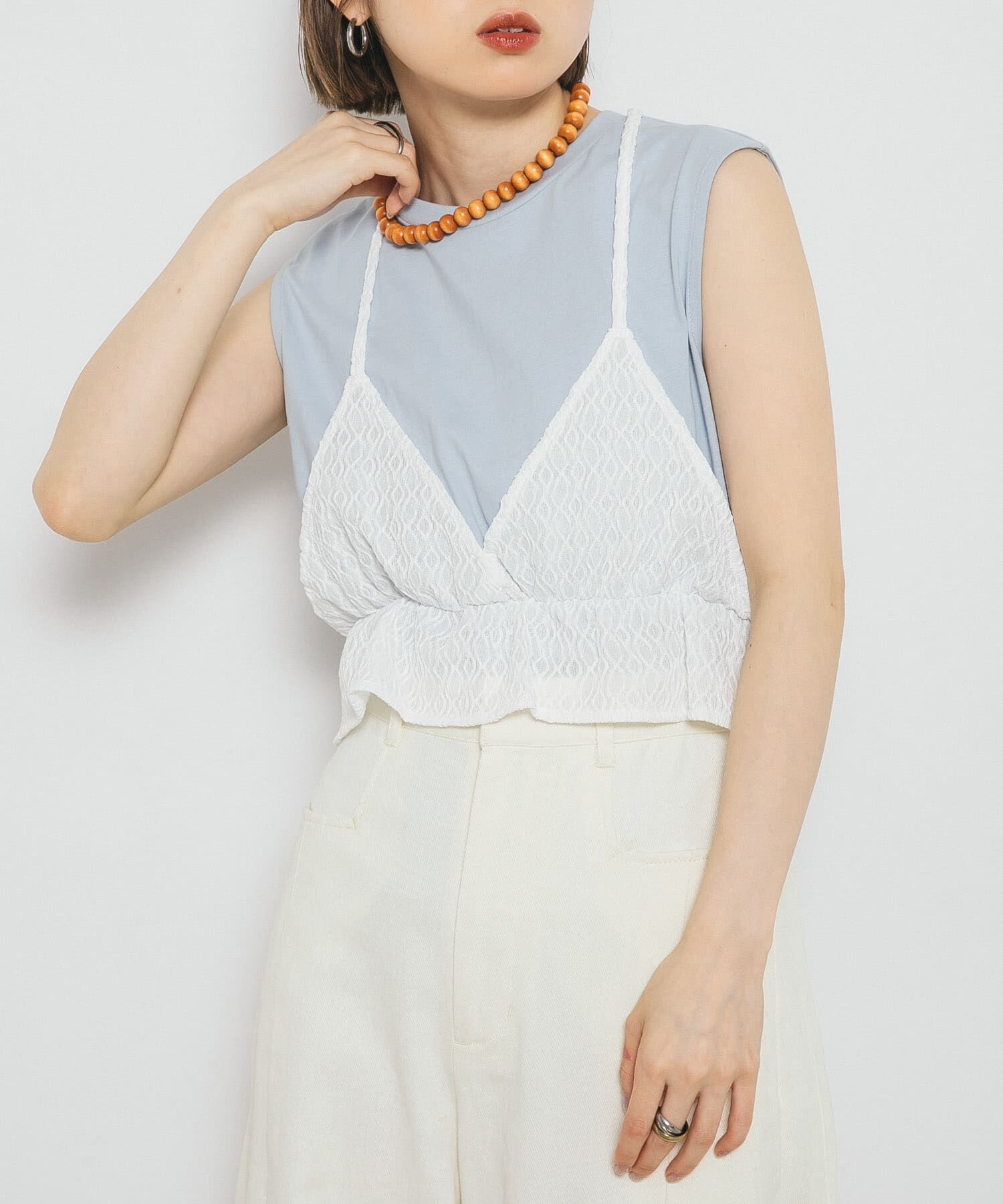  「ビスチェドッキングトップス」|Tシャツ・カットソー|ライトブルー