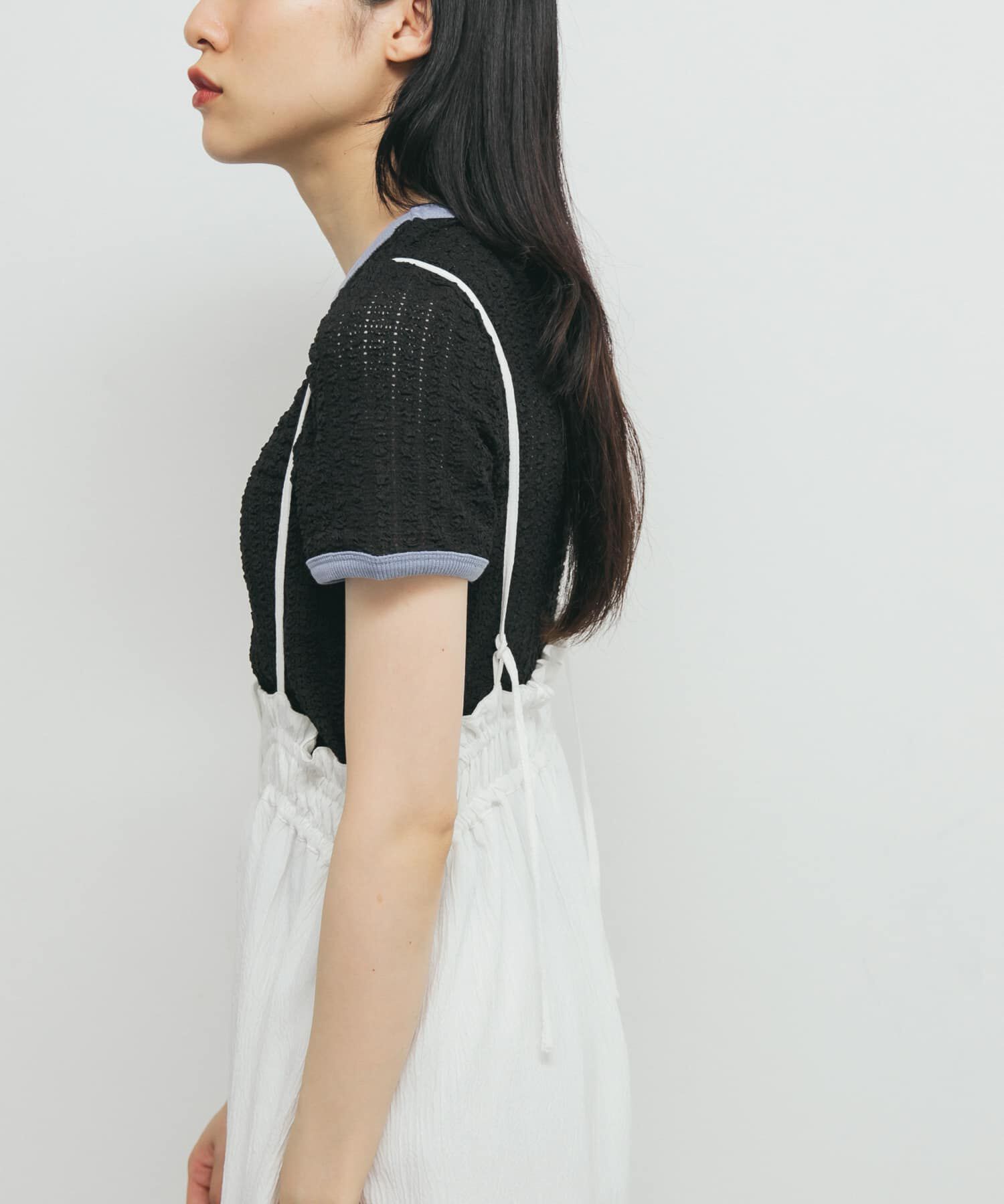  「バイカラーレースTEE」|Tシャツ・カットソー|