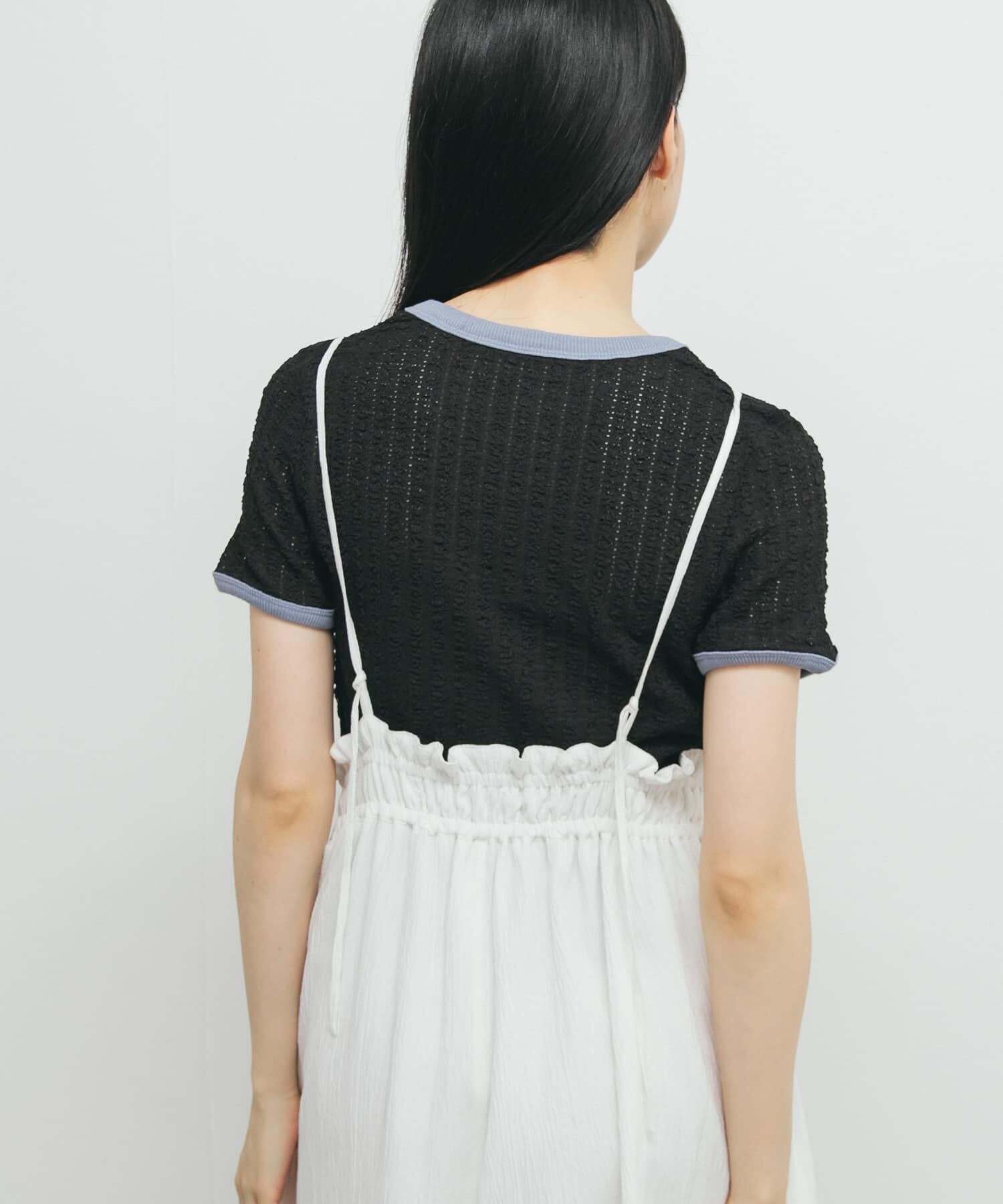  「バイカラーレースTEE」|Tシャツ・カットソー|