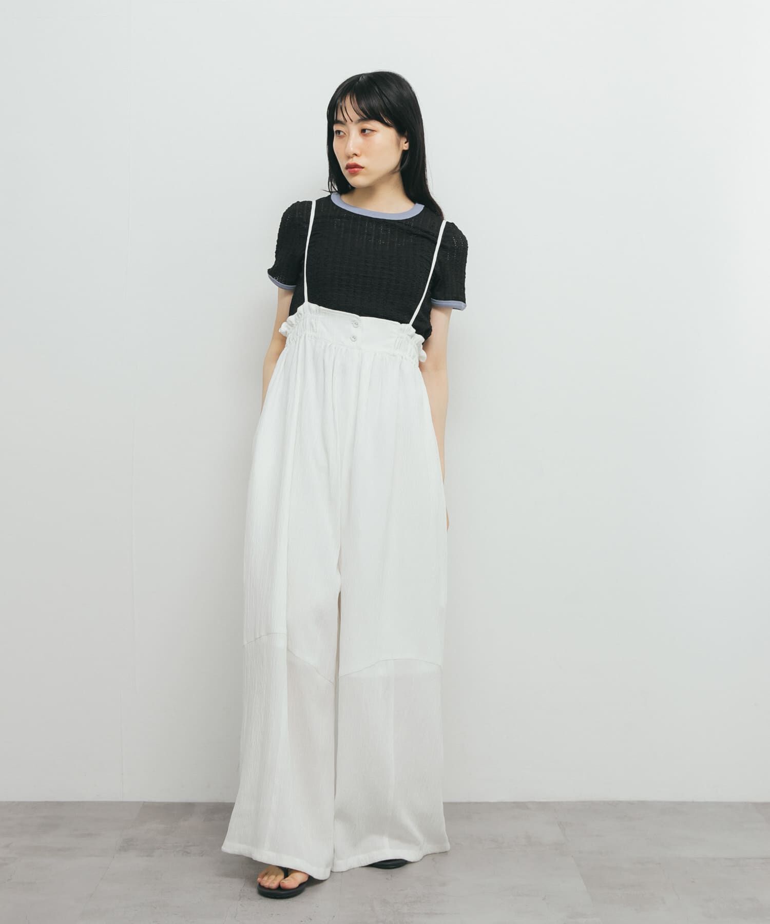  「バイカラーレースTEE」|Tシャツ・カットソー|