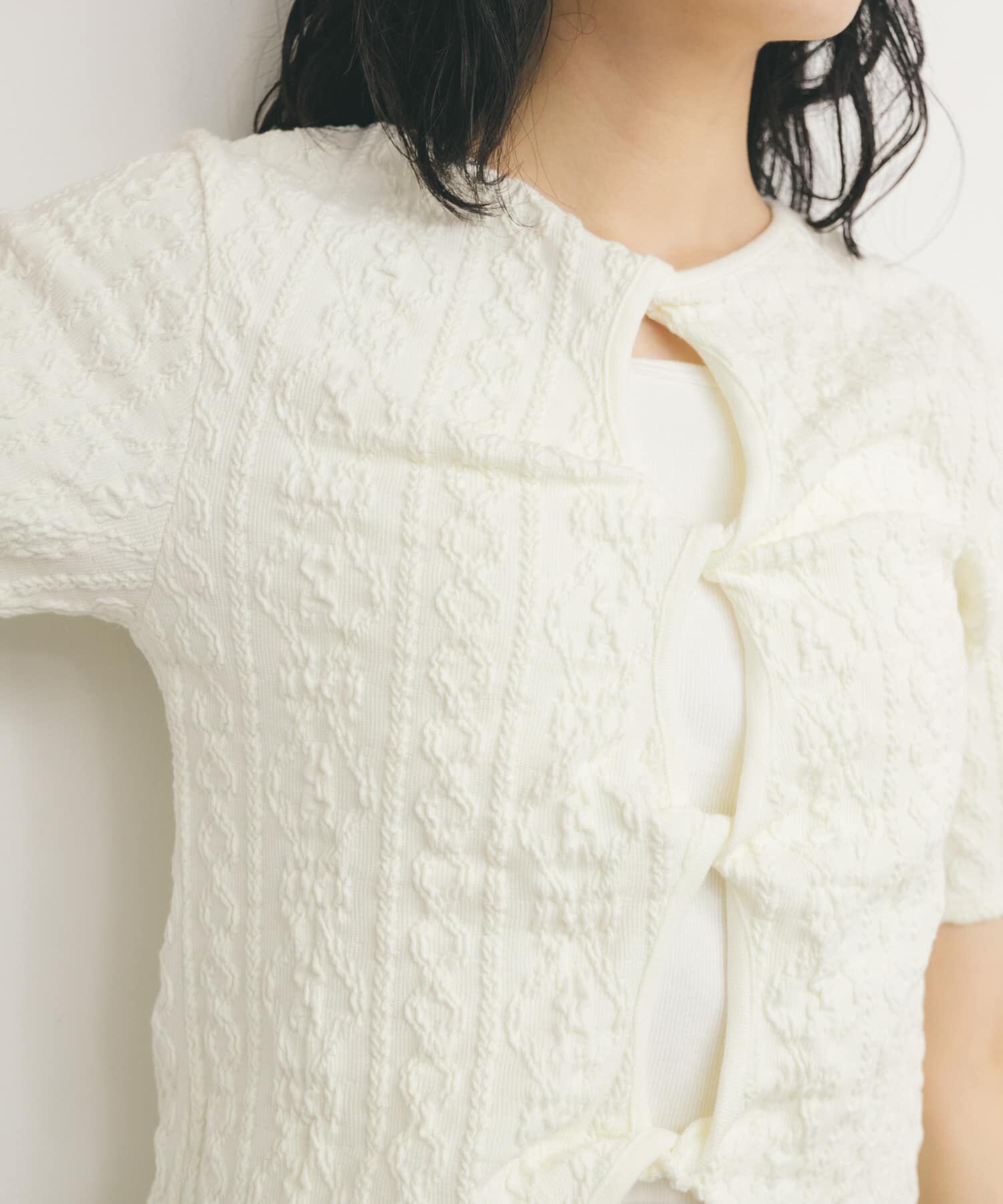  「2WAYケーブルジャカードトップス」|Tシャツ・カットソー|