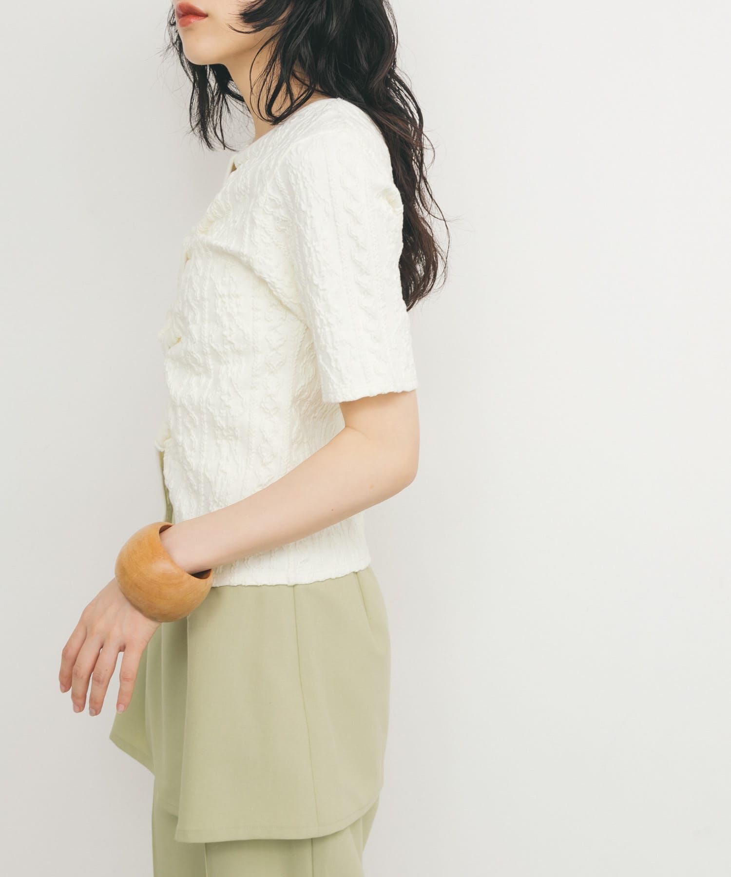  「2WAYケーブルジャカードトップス」|Tシャツ・カットソー|