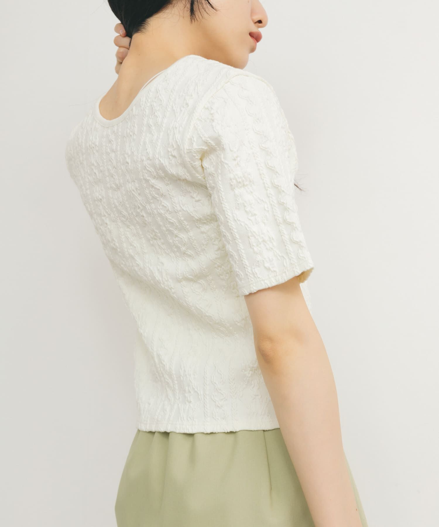  「2WAYケーブルジャカードトップス」|Tシャツ・カットソー|