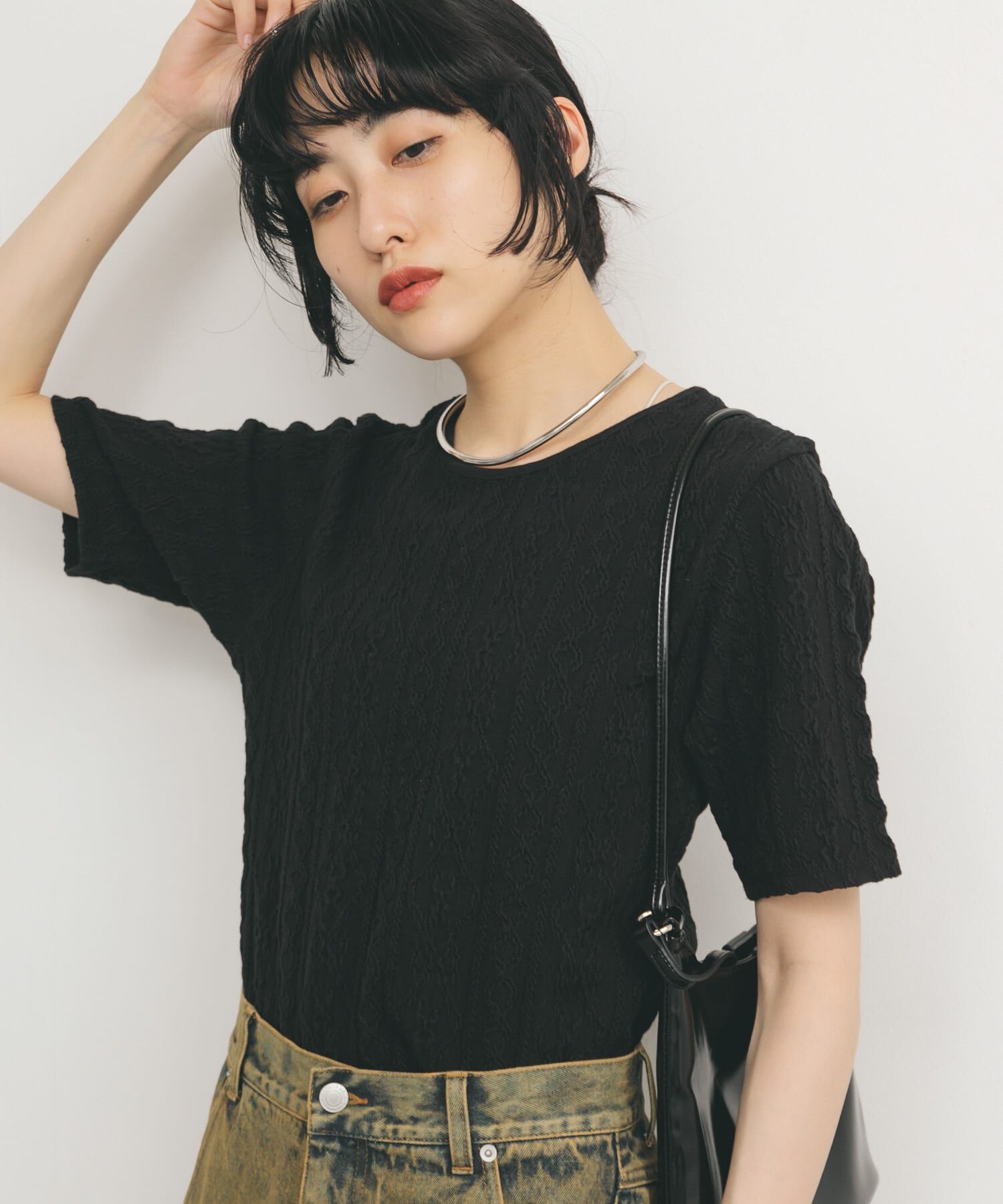  「2WAYケーブルジャカードトップス」|Tシャツ・カットソー|