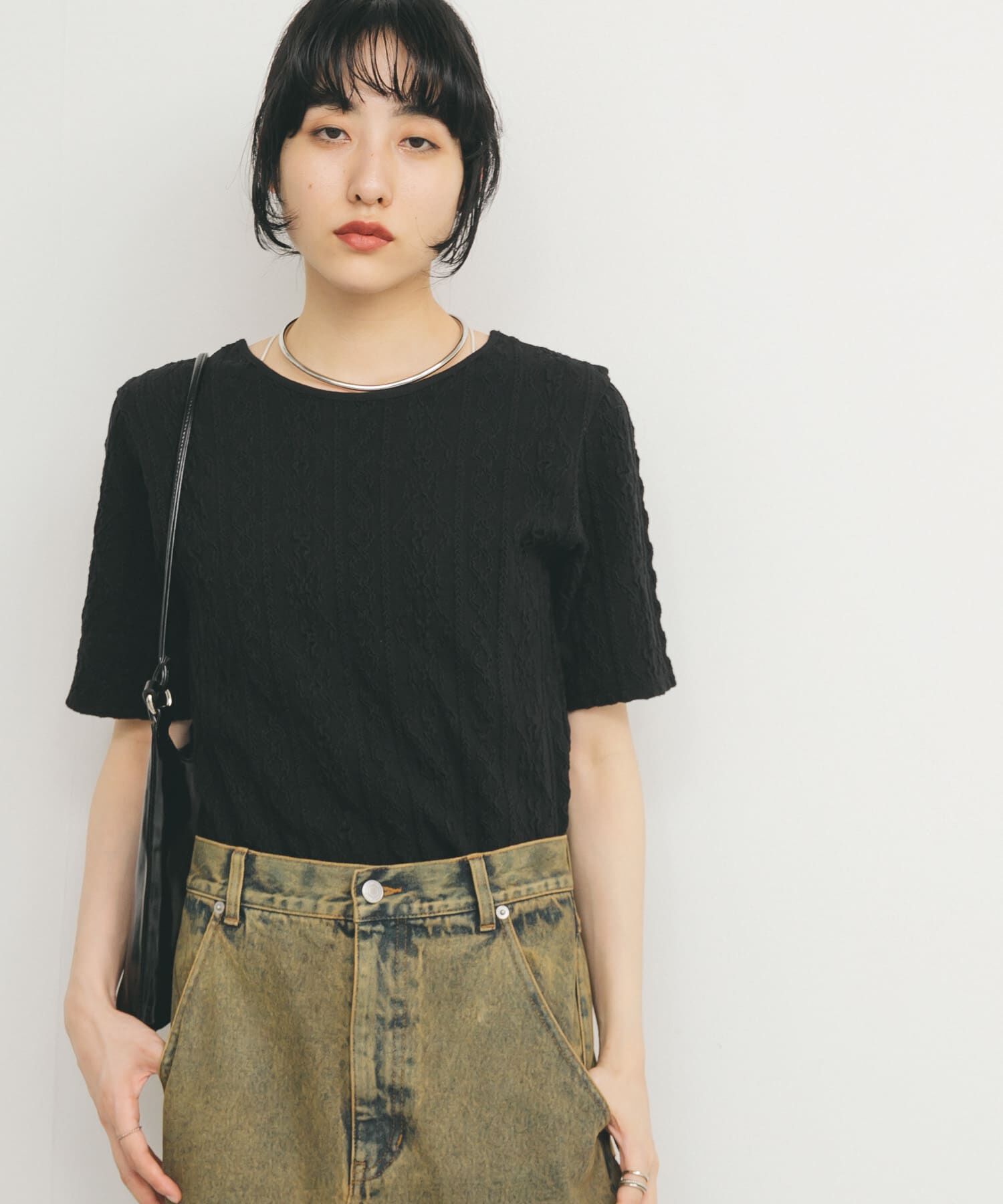  「2WAYケーブルジャカードトップス」|Tシャツ・カットソー|